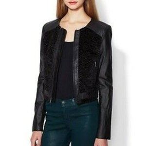 BCBGMaxAzria Bernice Zip Up Black Leather Jacket